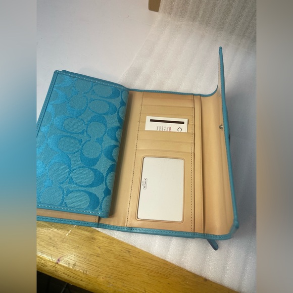 Coach Teal Signature Women's Wallet - Picture 7 of 16
